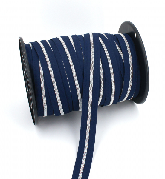 Endlosreißverschluss metallisiert marineblau/ silber (1m)